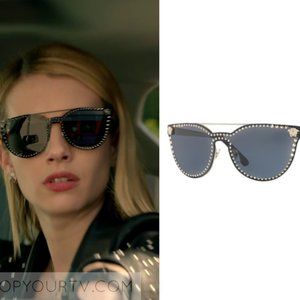 Versace Studded Flat Top Wrap Around Sunglasses